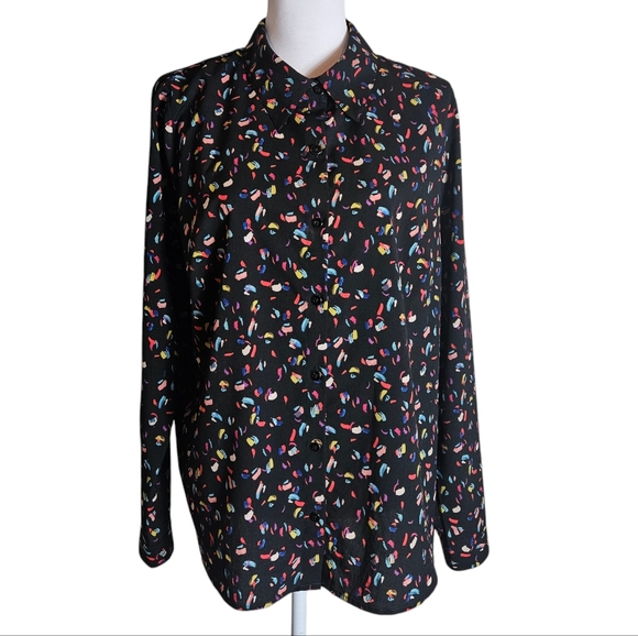 Cabi Confetti Ferris Print Button Up Long Sleeve Blouse Sz Large Career Workwear - Picture 3 of 16